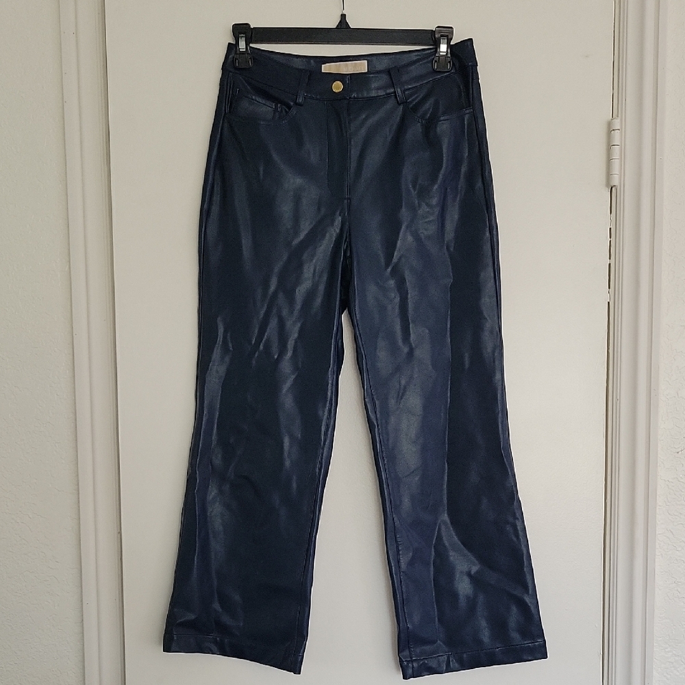 Michael Kors Leather Navy Pants